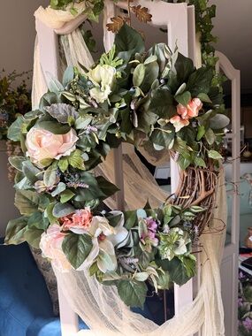 Handcrafted Muted Magnolia, Spring, Mother’s Day Wreath
